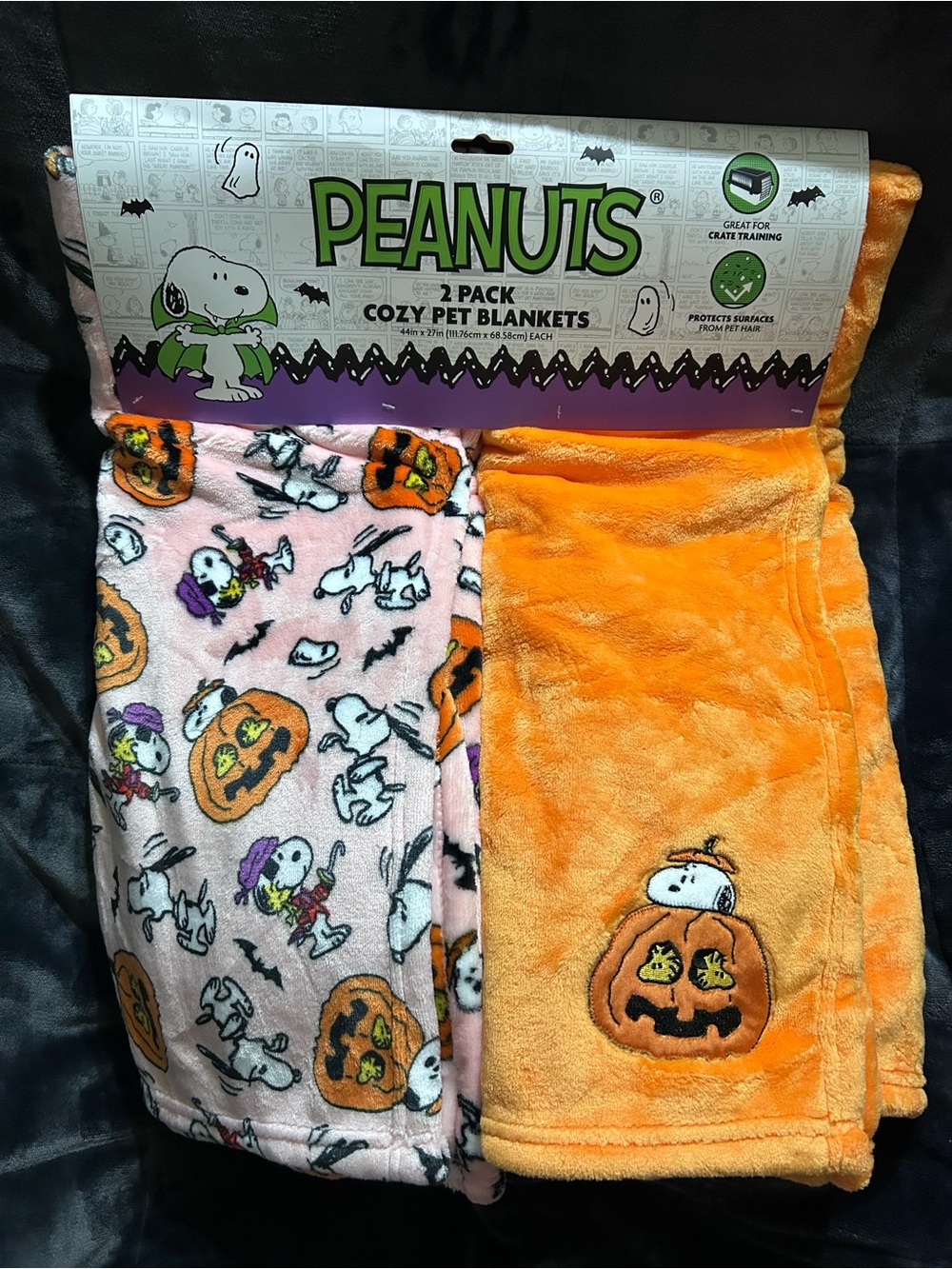 Peanuts Halloween 2-pack Cozy Pet Blankets